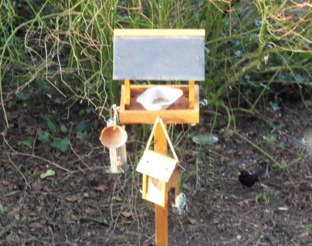 Bird table at Cornhills farmhouse